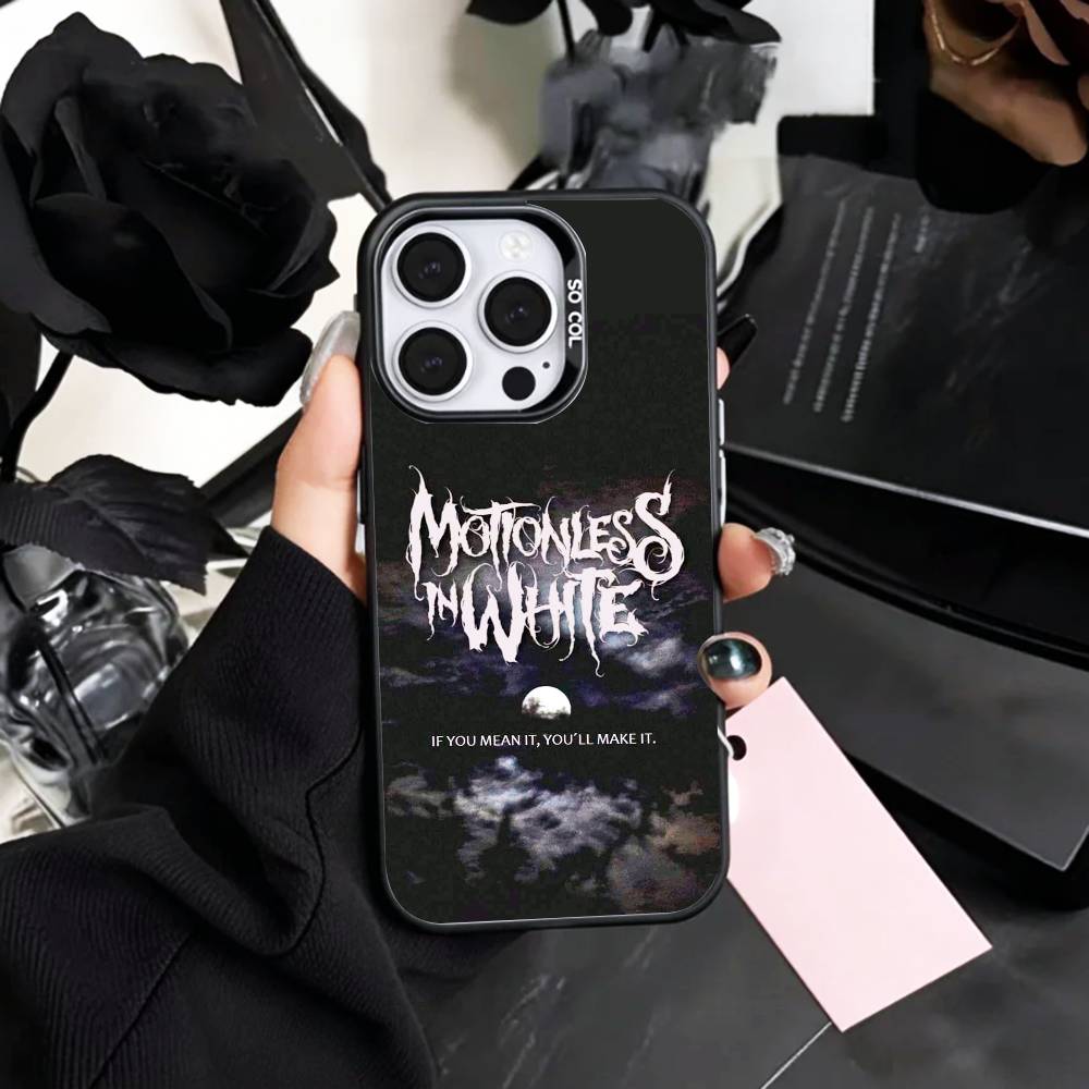 

COOL M-Motionless In W-White Phone Case For iPhone17,16,15,14,13,12,11 Plus,Pro Max Colored Silver Plated Inside Cover iPhone16plus