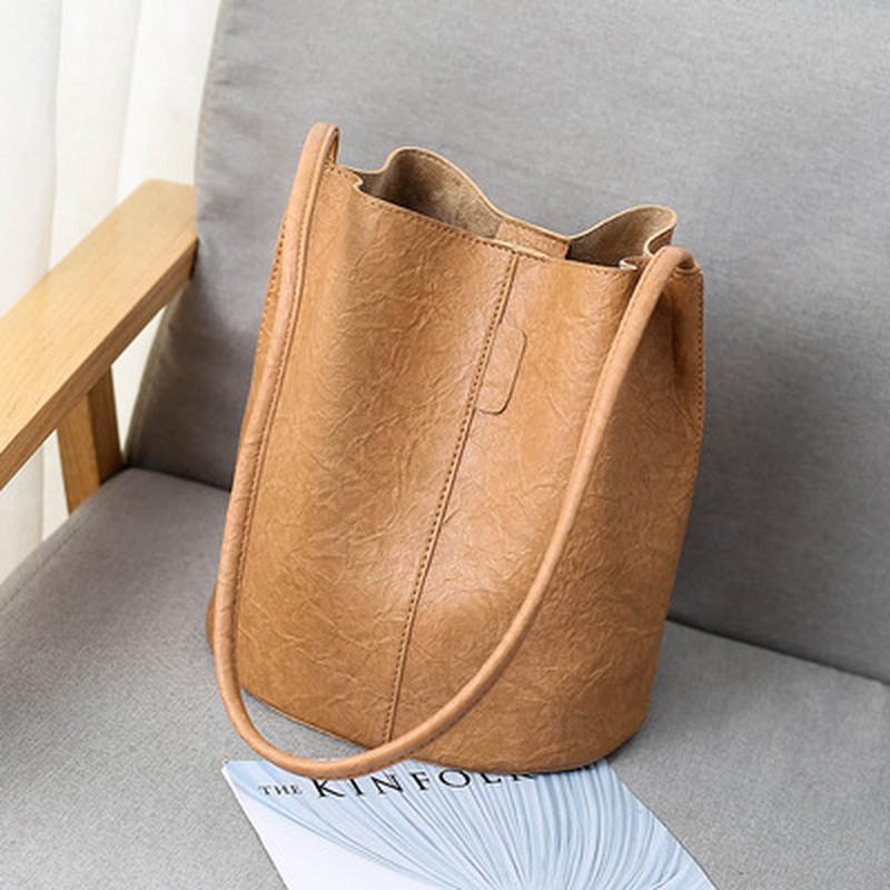 Soft Leather Vintage Bucket Messenger Bag