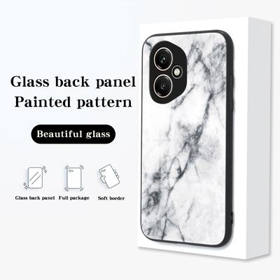 For Honor 400 5G (Global) Case Marble Pattern Tempered Glass+PC+TPU Protective Phone Cover
