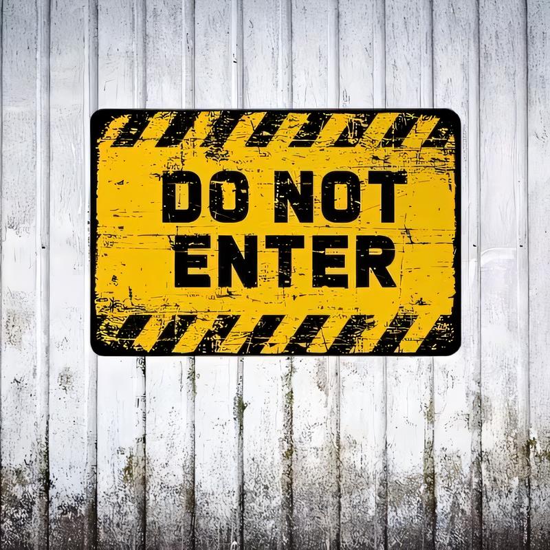 Tin SignDo Not Enter Warning Yellow Black Vintage Metal SignIndustrial Safety Wall DecorRetro Warning Plaque for Garage Wareh