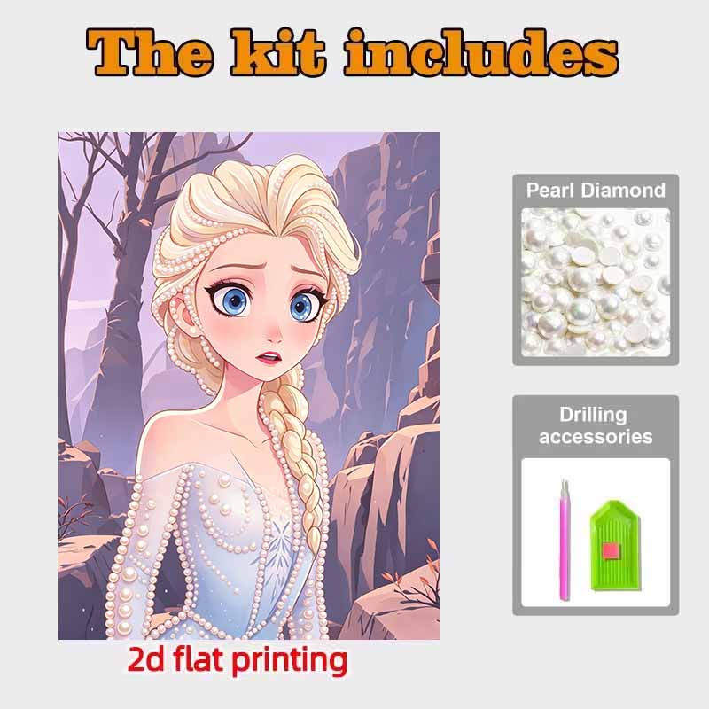 Disney Pearl Painting Frozen Elsa Portrait for Beginners and Adults, DIY Pearl Diamond Art Painting Kit for Home Wall Decor Gifts