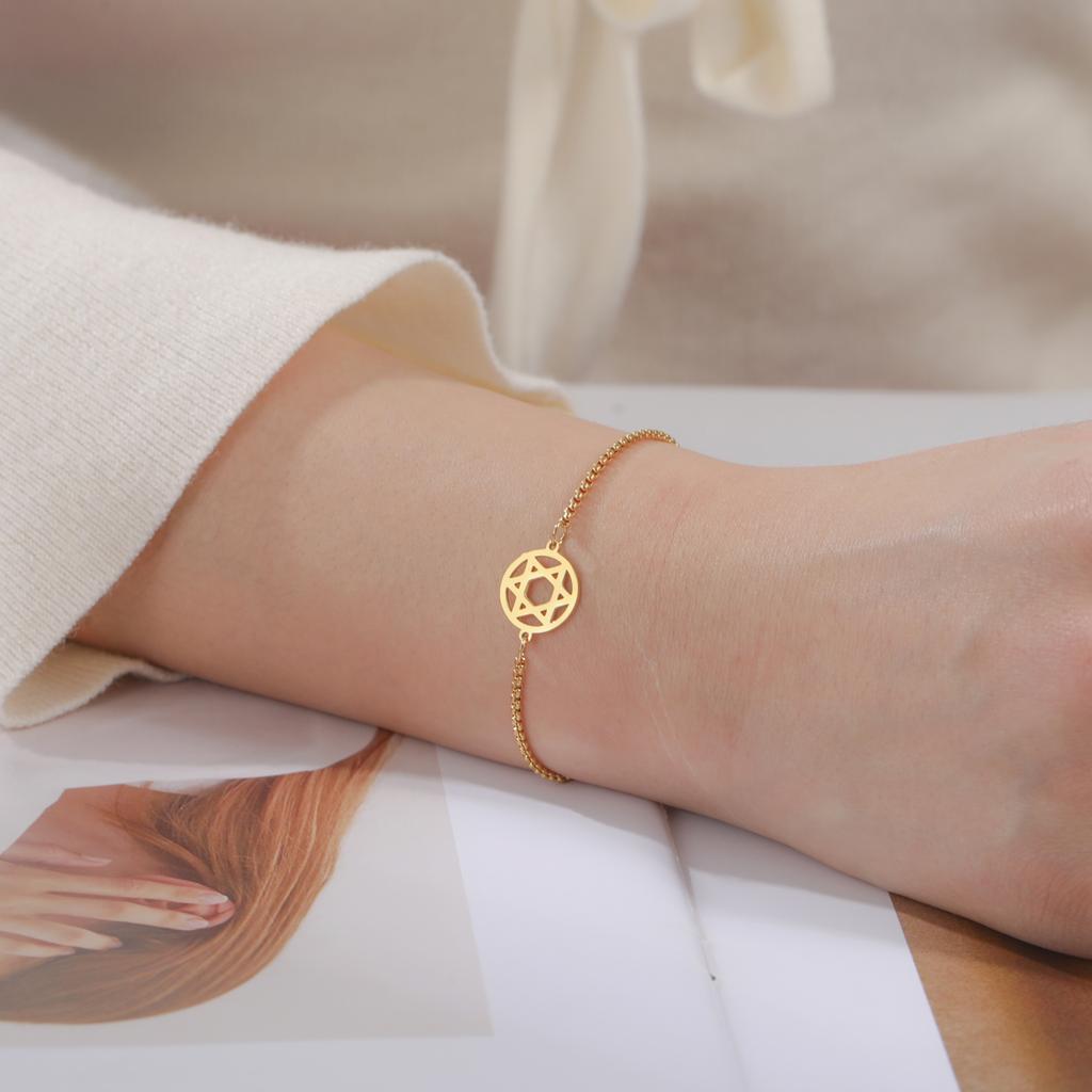 Stainless Steel Je Star of David Charm Bracelet Women Men Adjustable Hexagram Map Bracelets Amulet Jewelry Wholesale