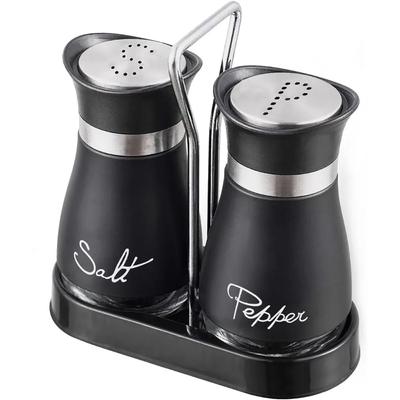 Pack of 2 and Pepper Pots Salt and Shaker Salt and Pepper Set  Shaker  Pot Kitchen Accessories (Black)