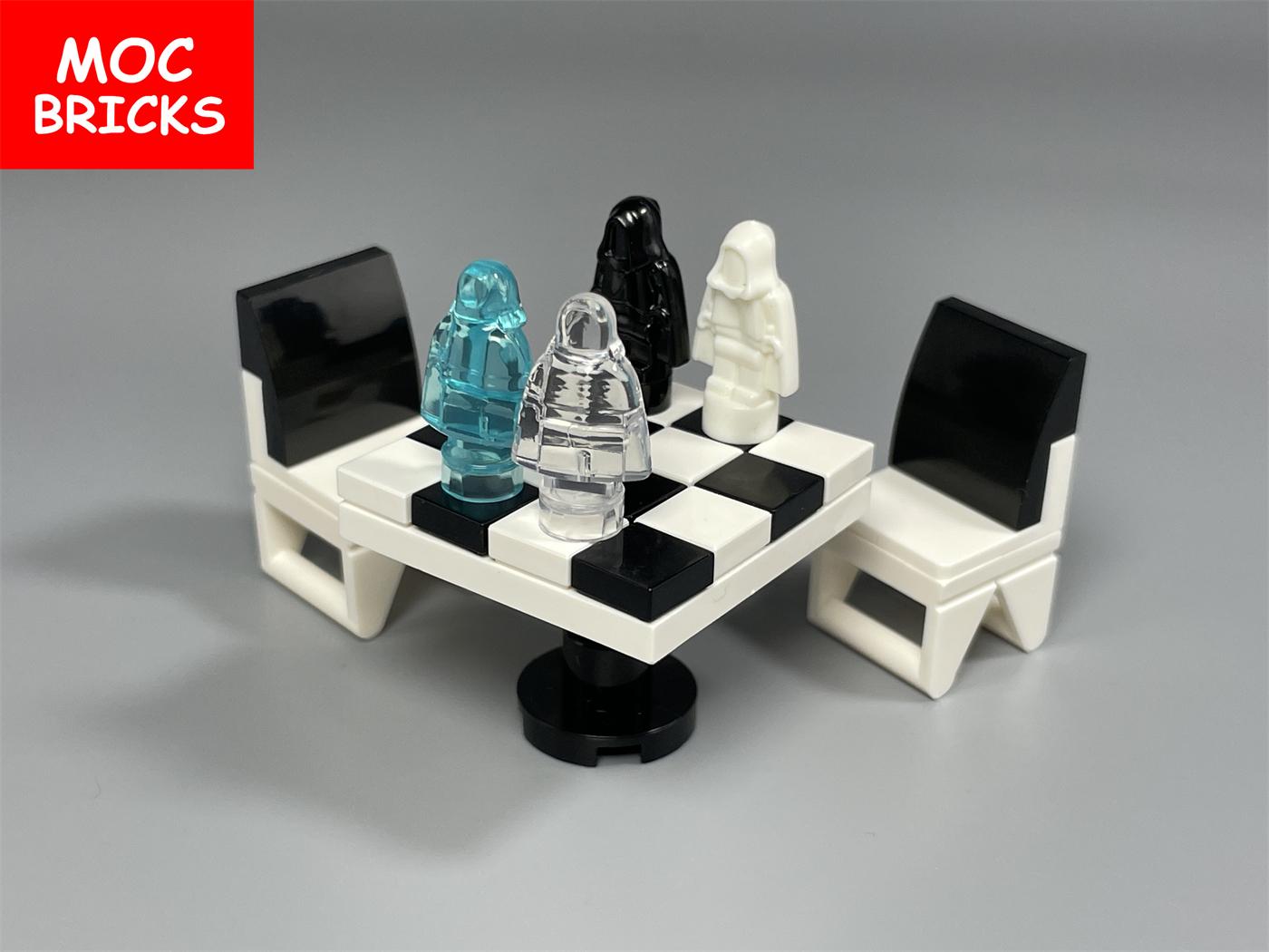 MOC Bakstenen Mini Beeld Schaaktafel Bureau 4x4 3x3 Schaakstuk Leren-Gericht Bouwstenen Speelgoed Deeltjes Kinderpoppen Kinderen