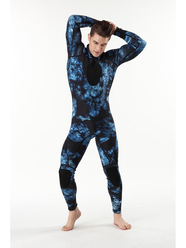 Pánský 1,5mm neoprenový potápěčský oblek Menadi s maskovacím vzorem - Jednodílný neoprenový oblek pro teplo a ochranu před chladem
