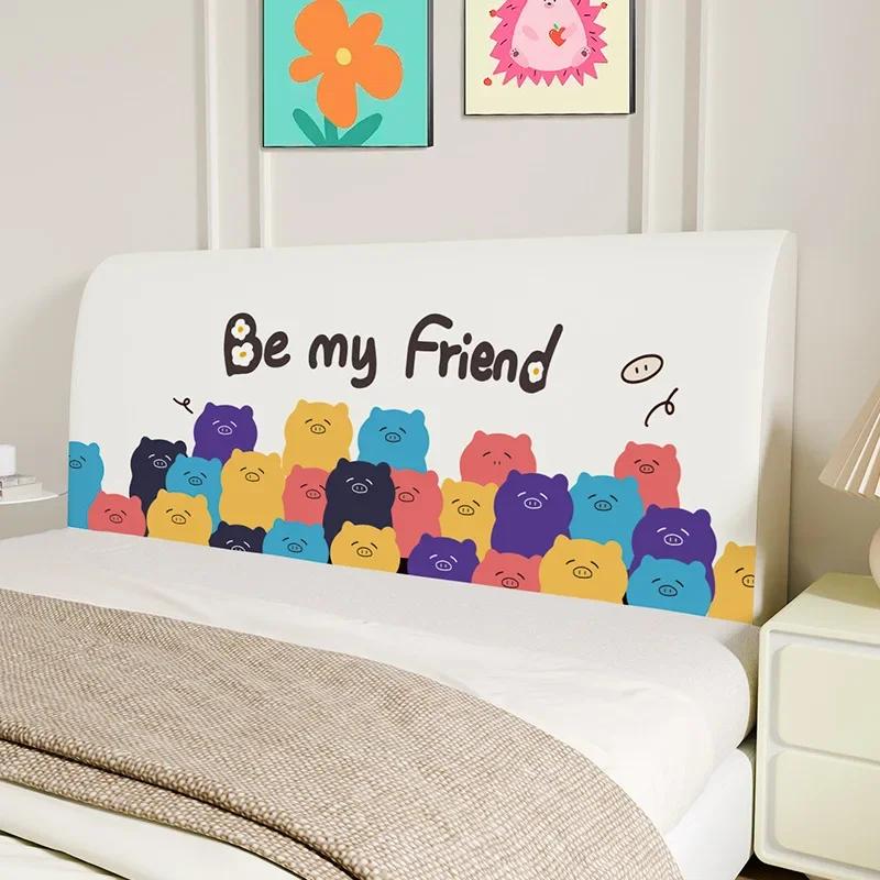 Cute Bed Headboard Cover for Queen King Bed Headboard Slipcover Covers, Dustproof Protector Stretch Cover for Upholstered