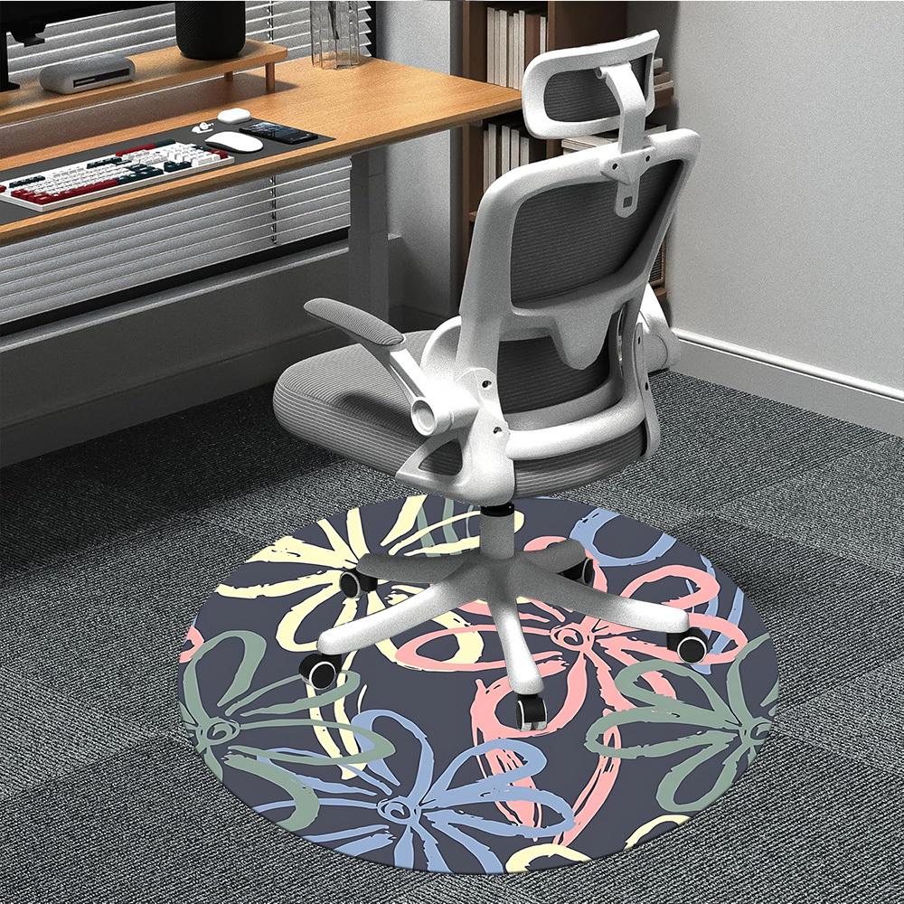 

1PC Floral Pattern Chair Carpet for Office, Indoor Non-Slip Washable Carpet, Soft Comfortable Mat For Office Room yy250930099 80cm by 80cm