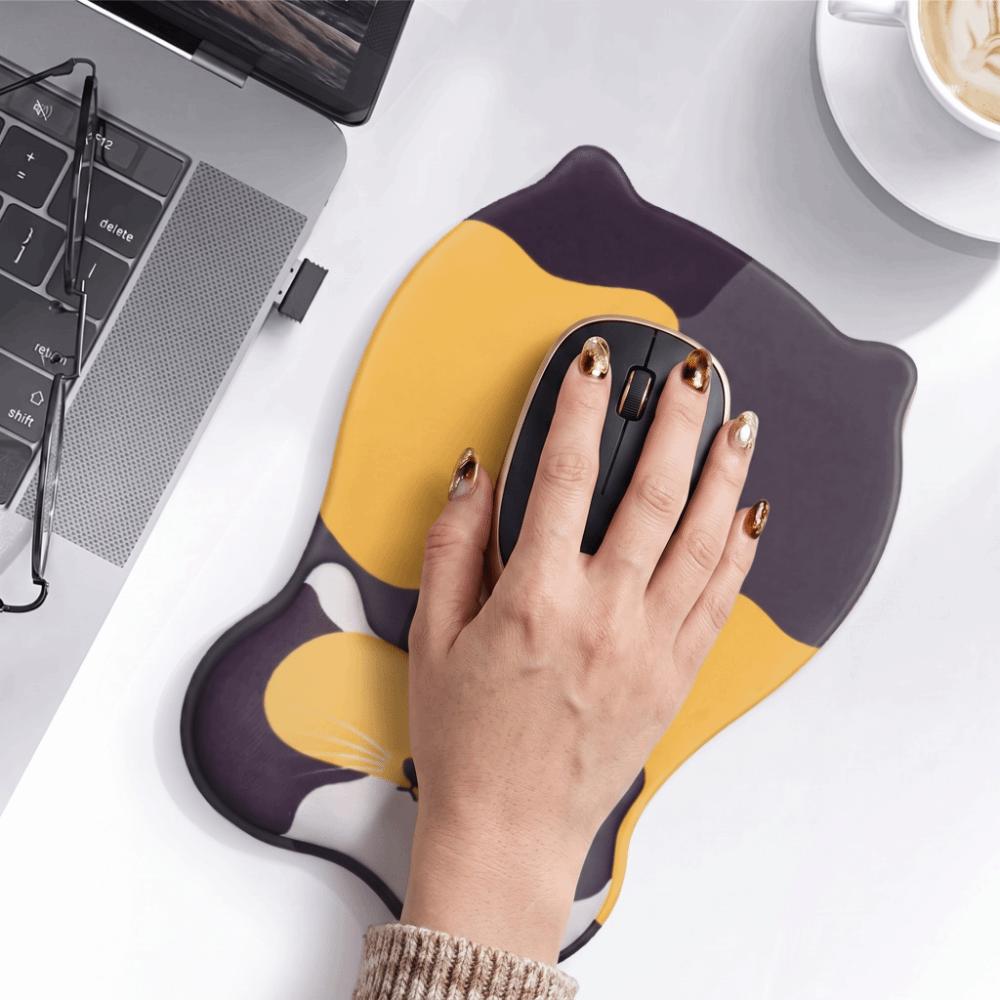 Silicone Mouse Pad Wrist Rest Cartoon Cat Cat-shaped Mouse Pad Cute Non-slip Mouse Pad Office