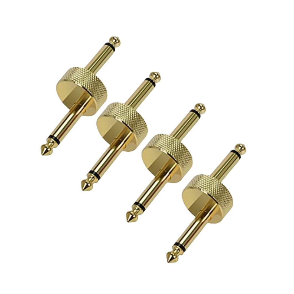 4PCS Guitar Pedal Connector Straight/Z-Type 6.35mm Pedals Coupler Pedal  to Pedal Connector, TS Copper Male for Guitar Pedal