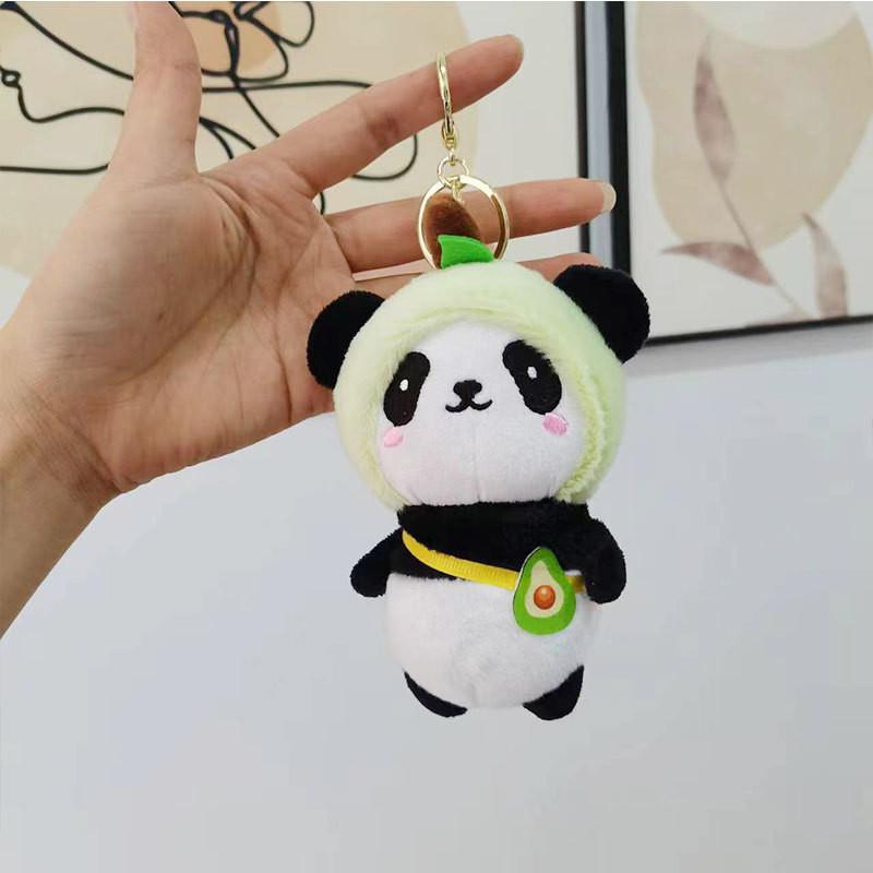 Adorable Plush Panda Keychain Avocado Short Plush Stuffed Animal Doll Bulk