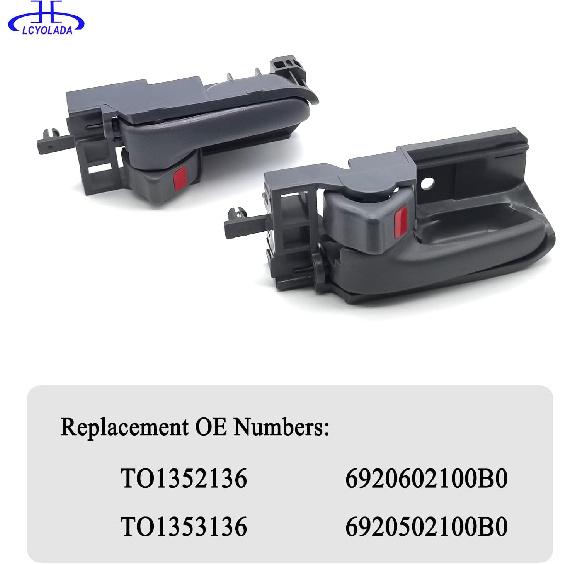 Pair Interior Door Handle (Gray) Compatible With 2003-2008 Toyota Corolla,2005-2015 Toyota Tacoma, 2003-2008 Pontiac Vibe,Replaces# TO1352136,