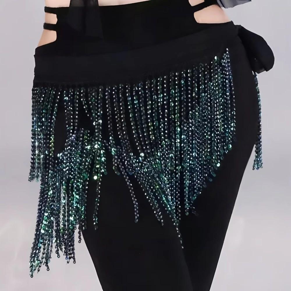 Triangle Belly Dance Hip Scarf Shining Tassel Hip Wraps Waist Chain Belt Oriental Dancer Wear Show