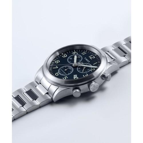 TIMEX Waterbury Traditional Chrono Watch, Men's, Silver, Black Dial, Stainless Steel, Mineral Glass, Quartz Movement, TW2W48200