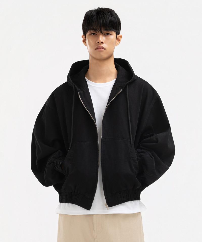 Underoff Crop Hooded Zip-Up Work Jacket Brown