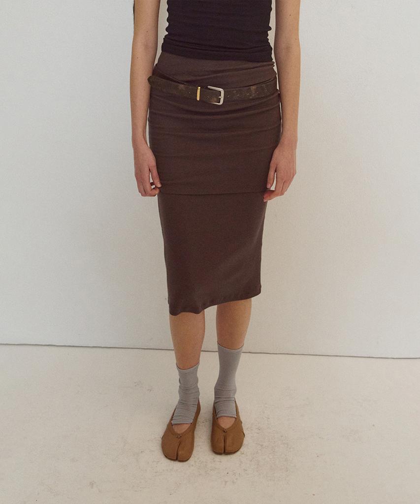 M.M.M Cotton Layered Skirt_Brown