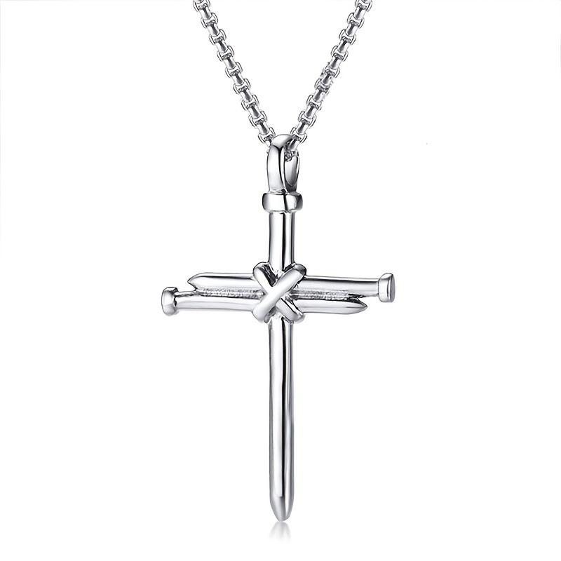 European Cross Men's Pendant Punk Style Men's Necklace Zircon