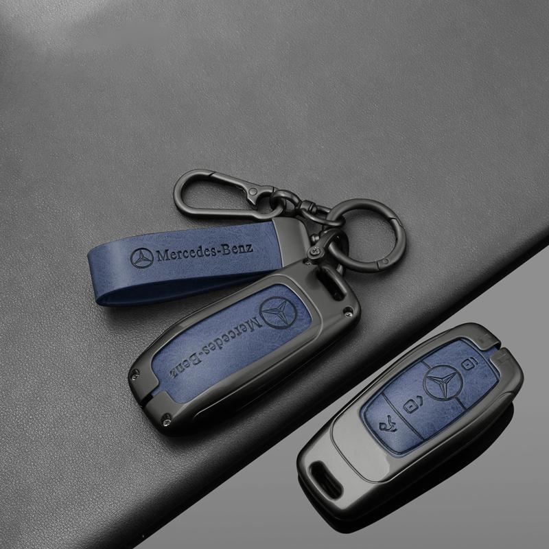 YWP4  Leather Car Smart Remote Key Cover Alloy Protector For Mercedes Benz W205 W206 W204 W213 W177 W223 W247 GLC GLA CLA GLB GLS X253