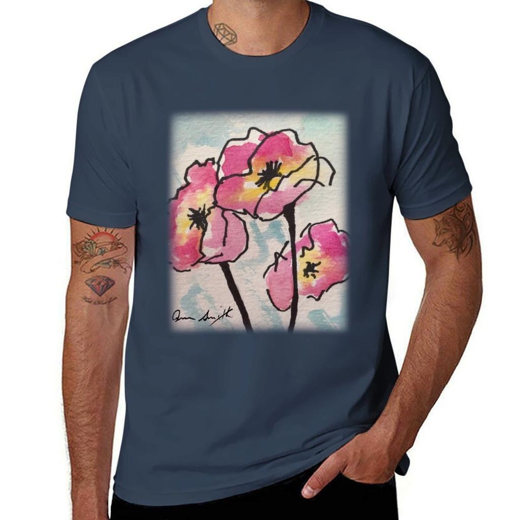 Red and Yellow Flowers TShirt Quick Dry Training Short Sleeve Tee TShirt