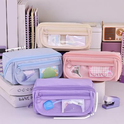 Large Pencil Case Wide Opening Pencil Pouch with Zipper Multi-layer Aesthetic Pen Bag
