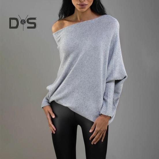 Damen Pullover Tops Rundhals Langarm Casual Loose Fit Tops Einfarbig Dehnbar Casual T-Shirt