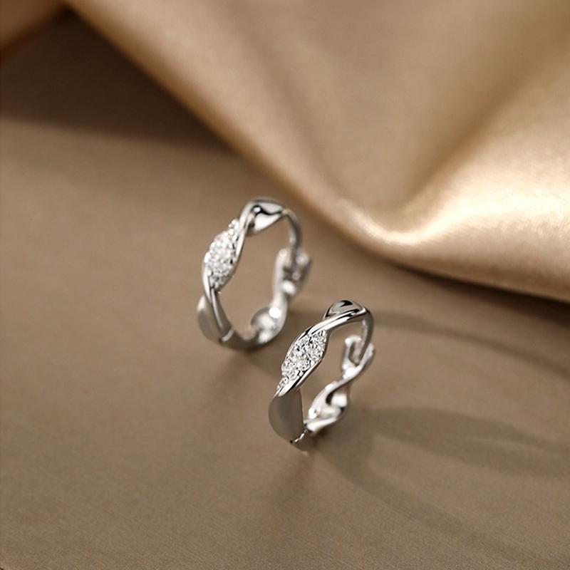 ANENJERY Shiny Zircon Geometric Hoop Earrings For Women Wedding Temperament Jewelry