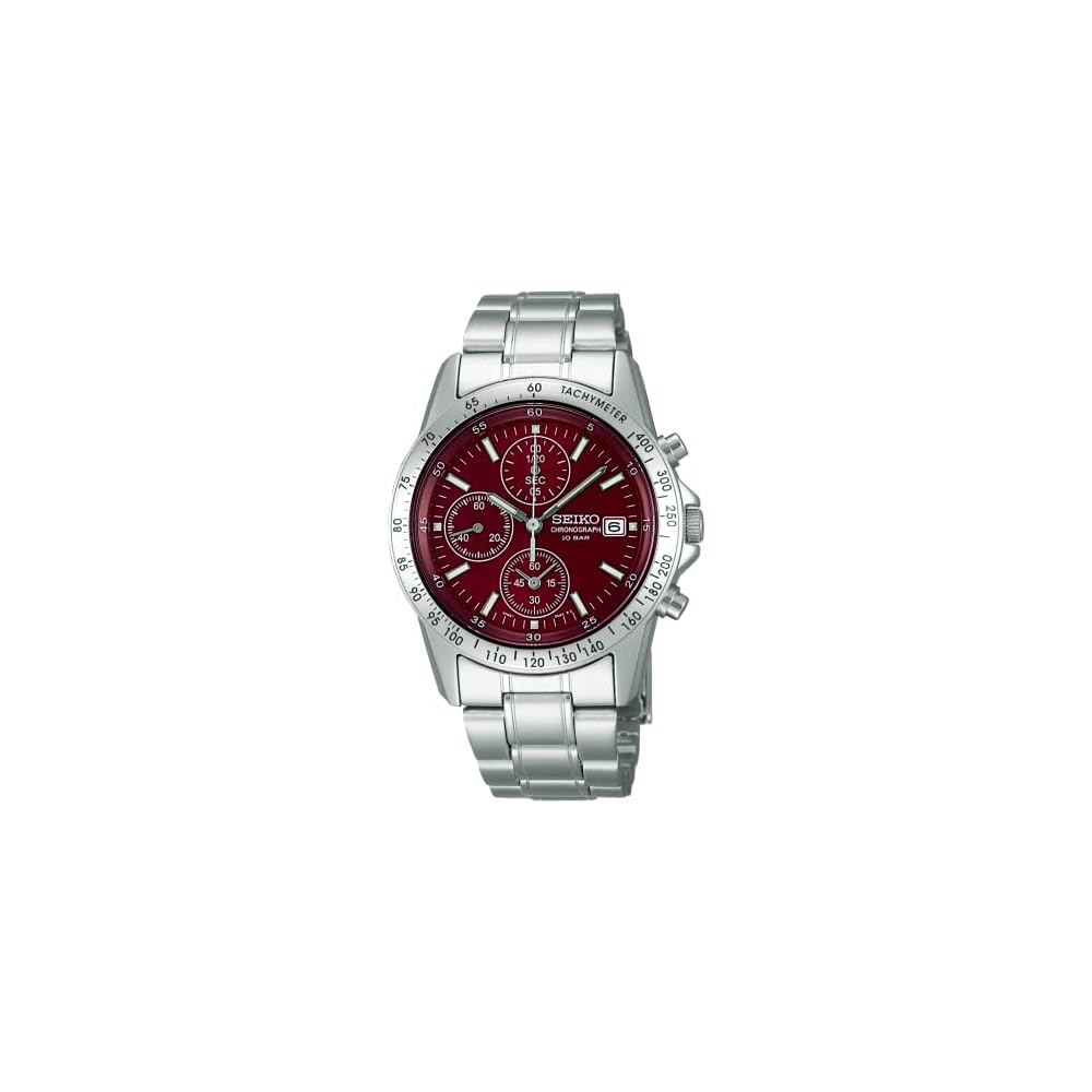 

Мужские кварцевые часы-хронограф Seiko Selection SBTQ045, красный циферблат, нержавеющая сталь, водонепроницаемость 10 Бар