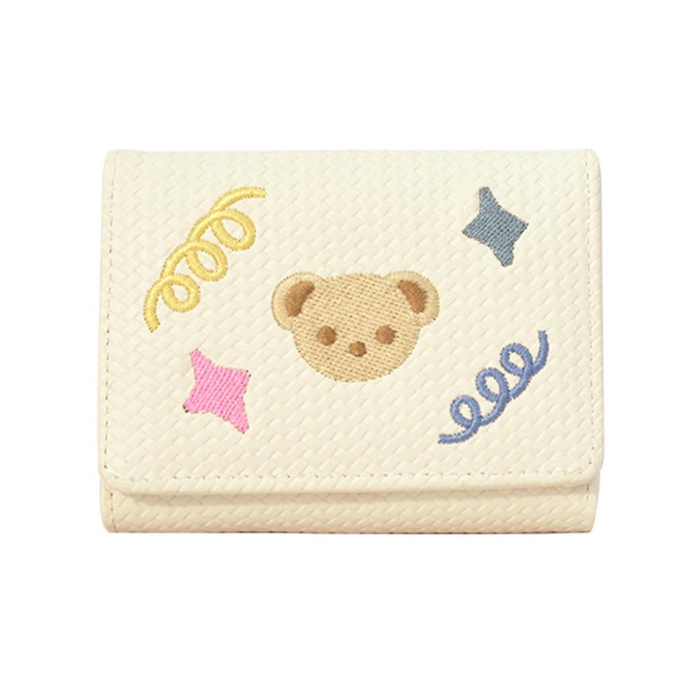 

Star Three Fold Wallet Cartoon PU Leather Coin Purse Portable Women Short Wallet Women бежевый