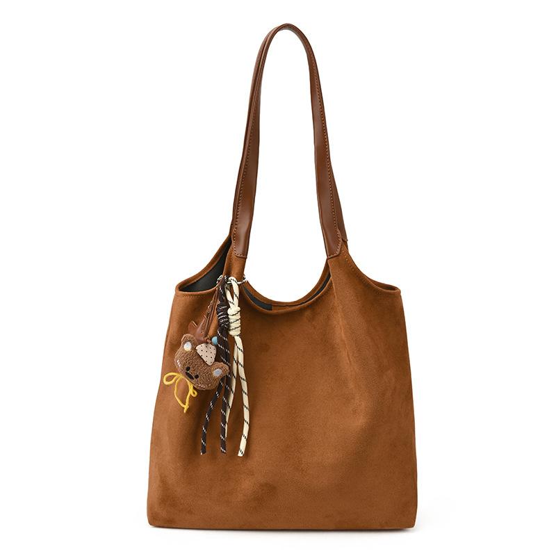 Fashion Suede Tote Bag Women's 2025 New Retro Daily Shoulder Bag Large Capacity Casual Commuter Underarm Bag