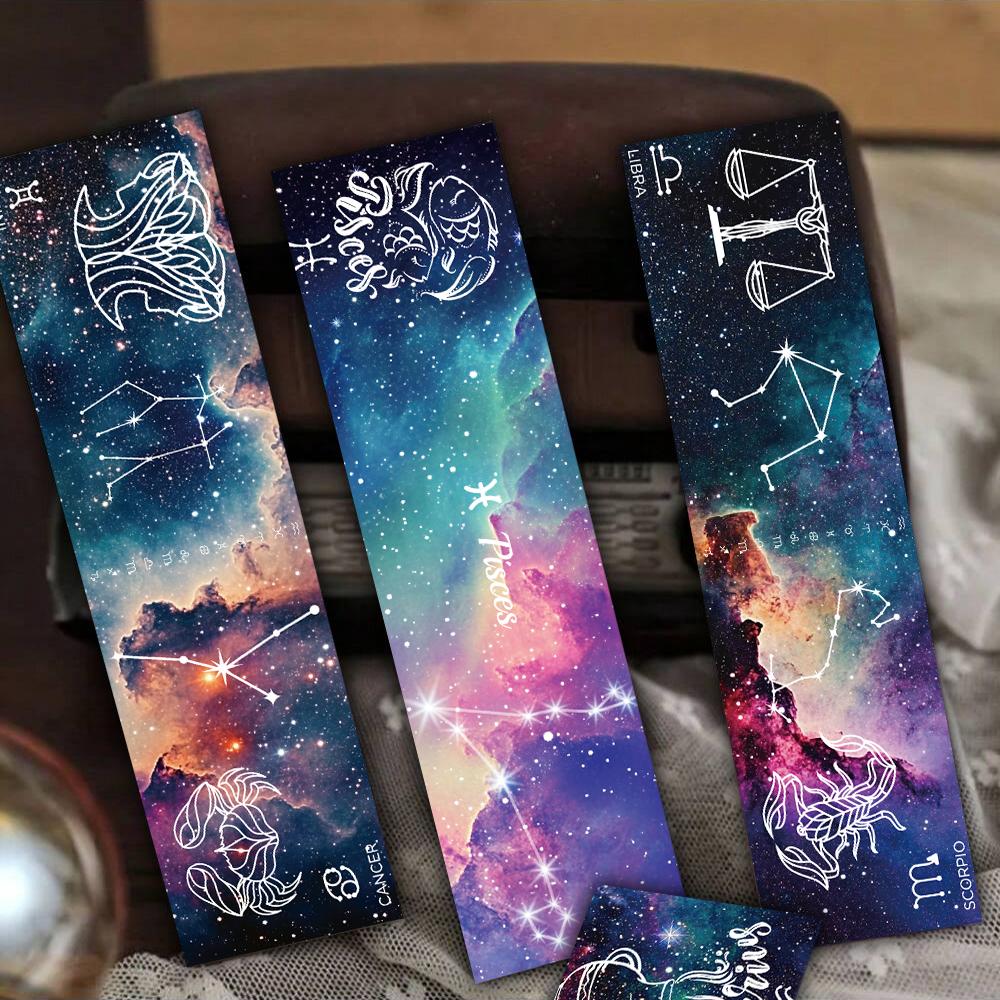 30PCS Constellation Bookmark Scrapbooking Book Reading PVC Waterproof Card Phone Stationery Supplies Creative Page DIY Bookmarks