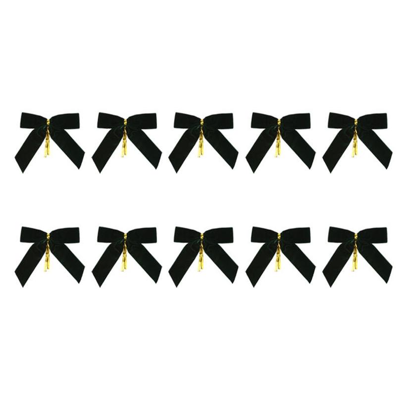 10PCS Velvet Bows for Christmas Tree Decor Wreath Garland Velvet Bow with Twist Tie Ribbon Ornament Diy Craft Holiday Wrapping Decorations