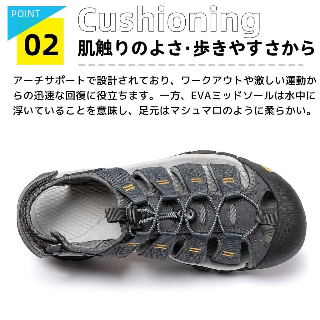 MERPHINE Summer Sports Sneaker Sandals with Toe Protection for and Outdoor Size Men's Sandals, Sandals, Walking, Fishing, Activities, Trekking, Gray,