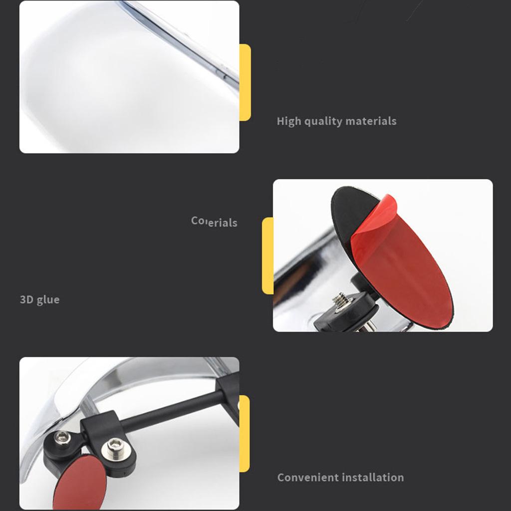 Motorcycle Rearview Mirror with 180 Degree Vision Convex Lens for ATV UTV Scooter Boat Car