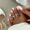 5PCS/3PCS Stackable Open Foot Rings Polished Finish Beach Jewelry Colored Gemstone Toe Rings  Bridal