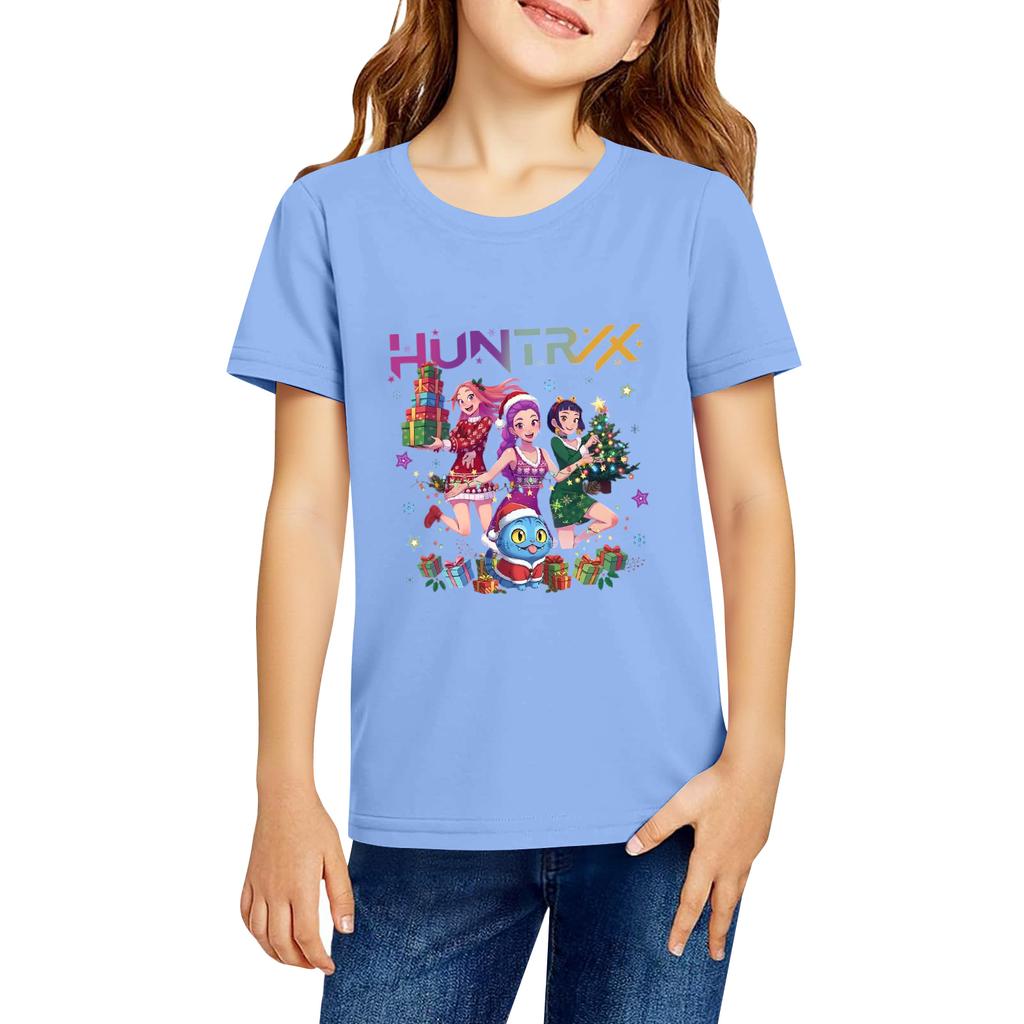 Fashionable Round Neck Short Sleeve Work Clothes Printed Tops For KID Summer Tops