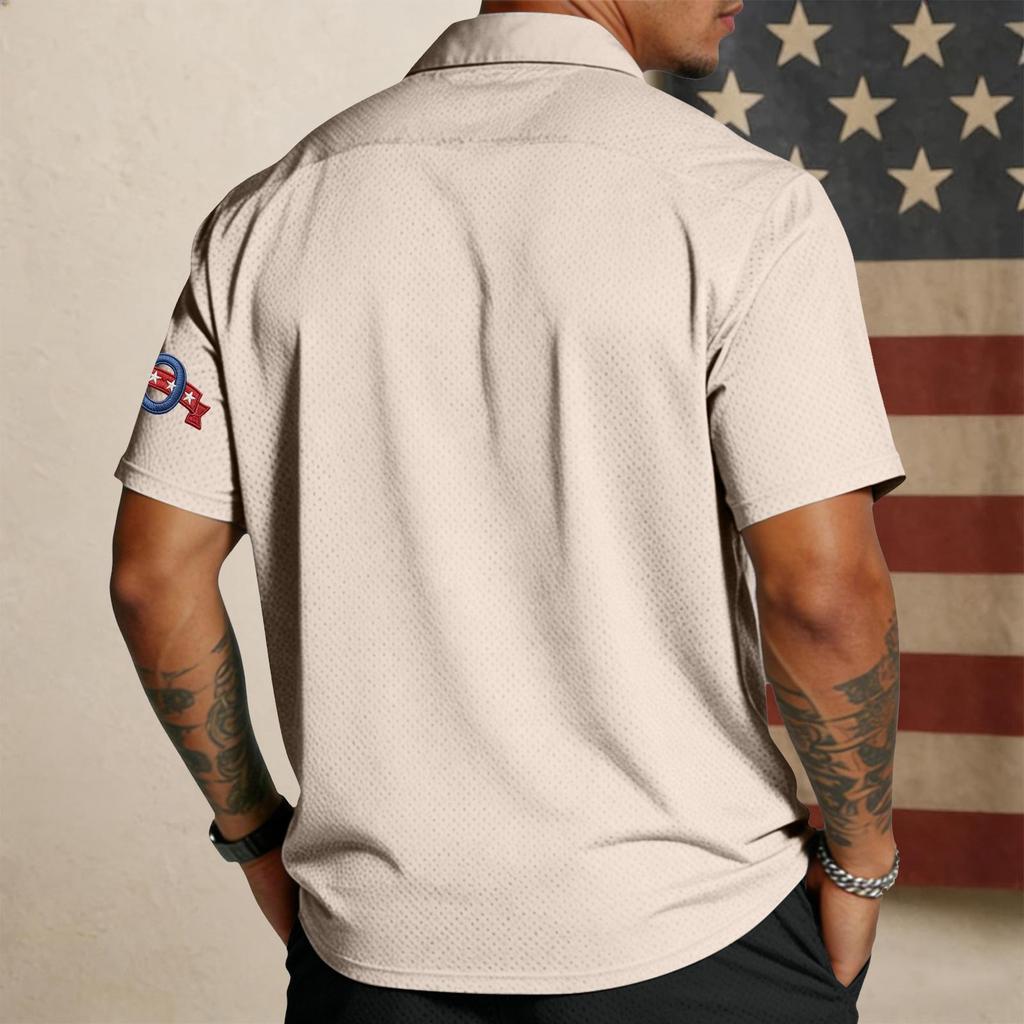 Men's Casual Short Sleeve Button Down Shirt Lightweight Breathable Fabric Relaxed Fit Collared Summer Shirt with Printed Design