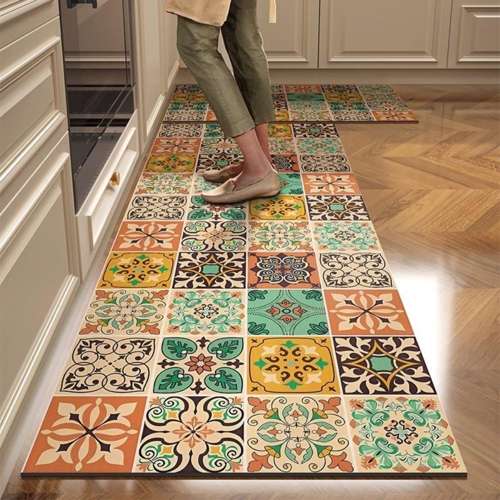 Retro Kitchen Floor Mat Quick-drying Floor Rug High Quality Doormat Household