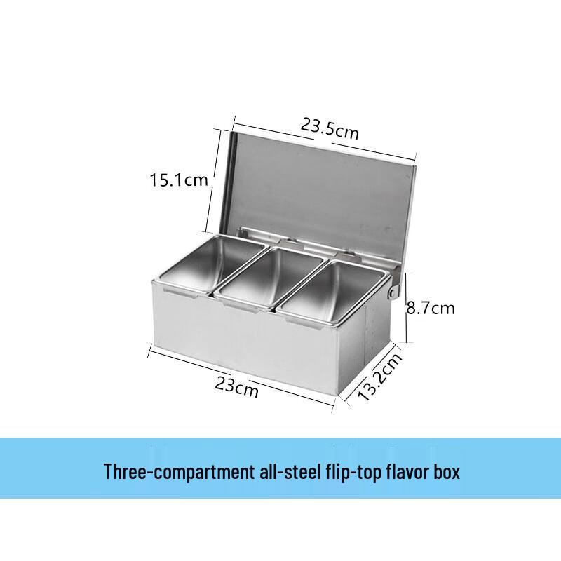 Zhongji Stainless Steel 3-Compartment Seasoning Box Set