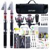 Goture Fishing Carbon Telescopic Fishing Two Spinning and Two Spools of Nylon Fishing Line Redesigned Improved Includes Lure Storage and Includes a