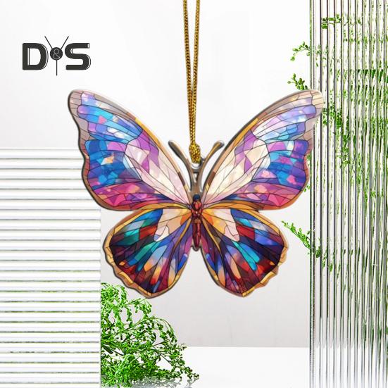 Akrylová barevná závěsná dekorace motýl Oboustranný interiér Venkovní vánoční stromeček Nástěnný závěsný přívěsek zvířátka
