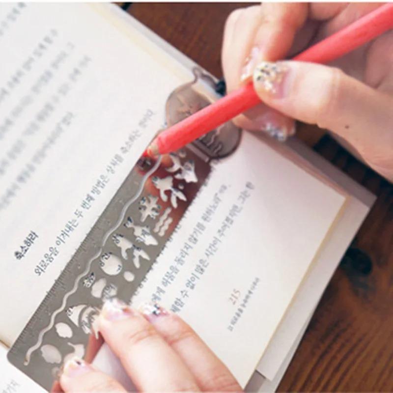1Pcs Korean Metal Bookmark with Scale Student Multi-function Drawing Creative Mini Painting Ruler Drawing Board School Supplies