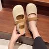 Soft Leather Mary Jane Single Shoes Women's Flats Summer New Gentle Wind Pregnant Women Soft-soled Beanie Shoes