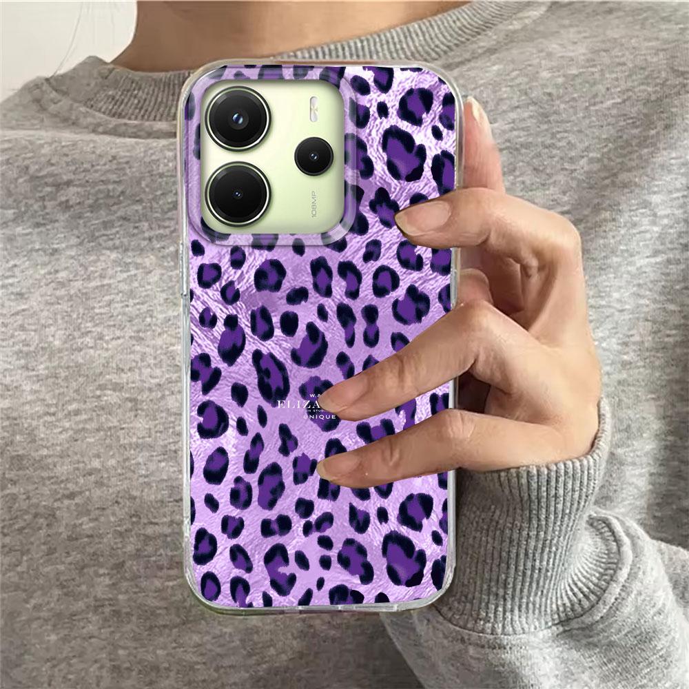 Splicing Purple Leopard Print Phone Case for Xiaomi Redmi Note 14 13 12 11 11S 10 10S 9 Pro 9C 13C 14C A3 A4 A3X 9C A1 A2 Cover