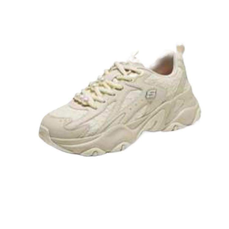 Skechers DLites Lace-Up Round Toe Low-Top Dad Sneakers Women Sneakers 150832-NAT
