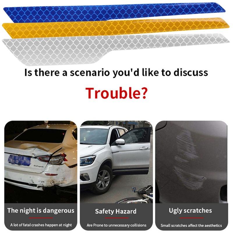 Car Reflective Warning Stickers Auto Front Rear Bumpers Reflective Strips Motorcycle Helmet Warning Decal Door Opening Reflector