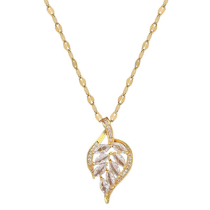 Guochao Micro-Inlaid With One Leaf To Get Rich Accessories Live Broadcast Court Style Full Of Diamonds Inlaid With Luxury Necklaces