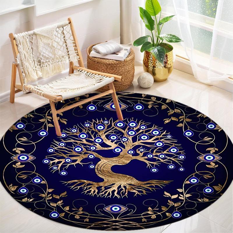 1Pc Tree of Life Circular Print Rug - home decoration Carpet For Living Room Bedroom Flooring Computer Chair Area Rug