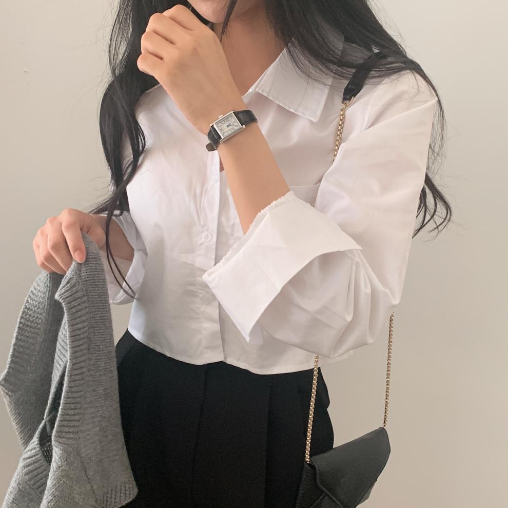 Ladies' Shirt Comfortable and Versatile Early Fall Short Section Inside The White Shirt Female Long-sleeved Shirt Temperament Elegant Fashion Top