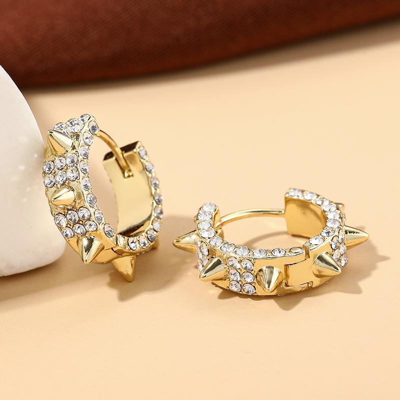 Xiaomi Personality Punk Men Women Hoop Earring Fashion Iced Out Zircon Rivet Hoop Earrings Unisex Hip Hop Earrings Rock Hip Hop Jewelry