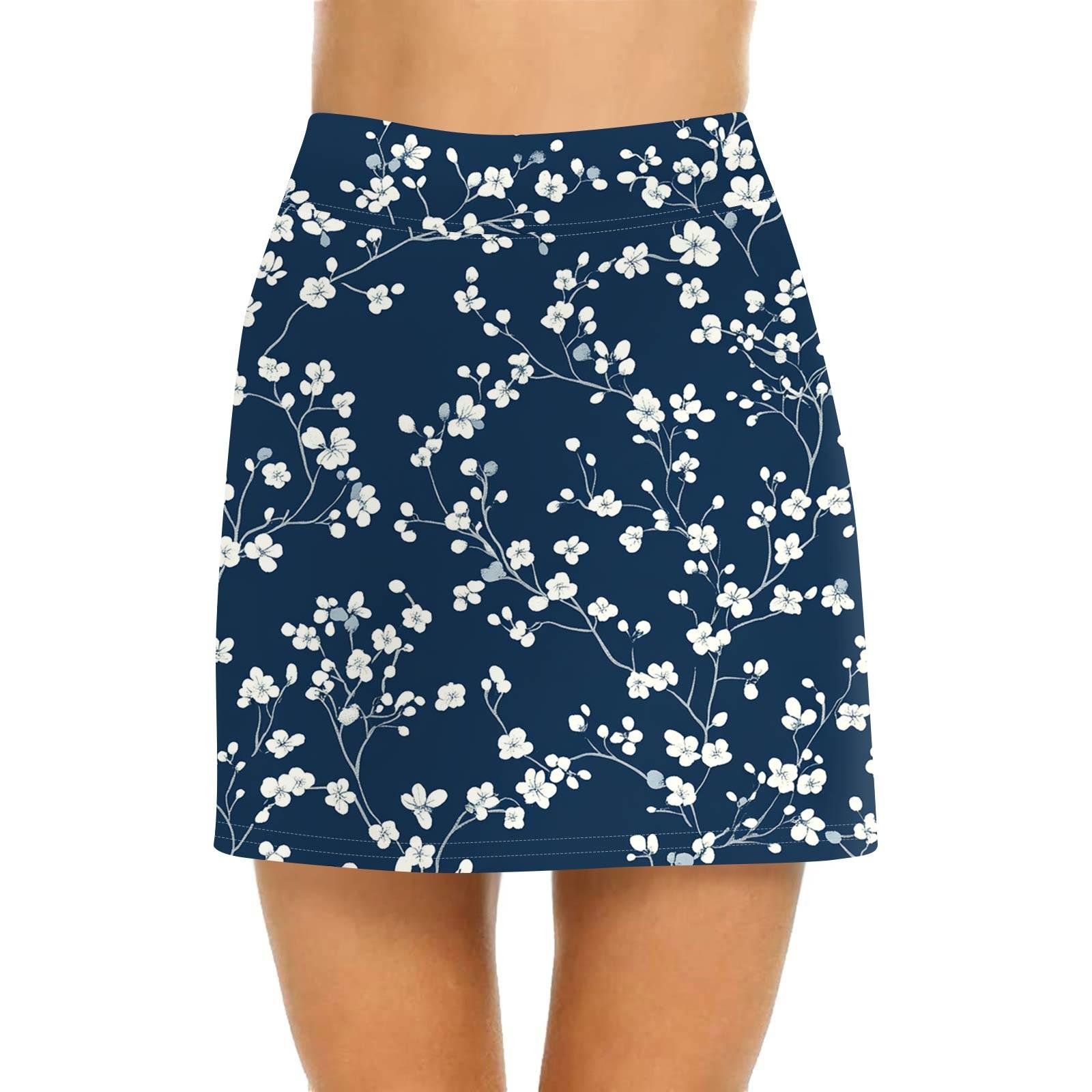 

Жіноча повсякденна міні-спідниця з принтом з високою талією, спортивна спідниця, плісирована спідниця L синій