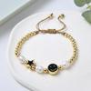 Colorful Drip Oil Smiley Star Beaded Bracelet with Natural Freshwater Pearls